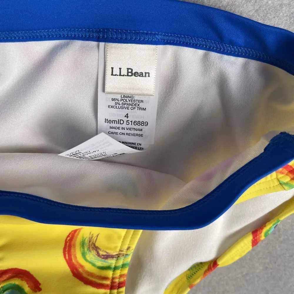 New L.L. Bean Crop Top‎ Bikini Girls Sz 4 Yellow Kids Reversible UPF 50+